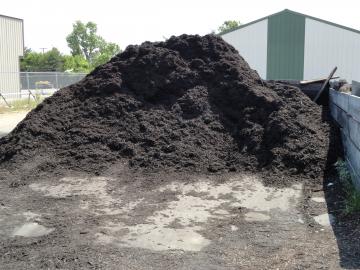 One of two bulk mulches sold at Adams Nursery & Landscaping in Paragould, AR.  This black mulch is sold by the 1/2 cu yd scoop.  