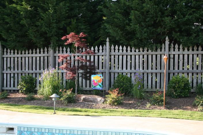 Photo of landscaping in a Paragould AR backyard installed by Adams Nursery & Landscaping